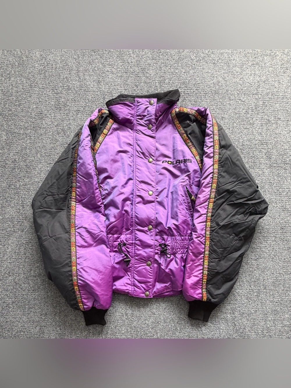 Vintage Polaris Snowmobile Jacket Womens M Purple Black Thinsulate Made USA 90s